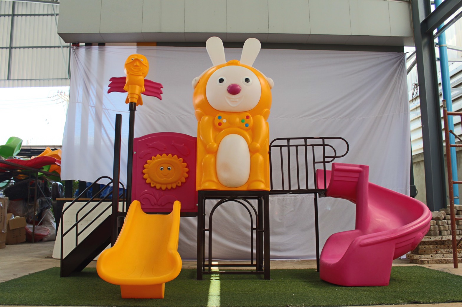 เครื่องเล่นสนาม ชุด แรบบิทสองสไลด์ เครื่องเล่นสร้างจินตนาการ