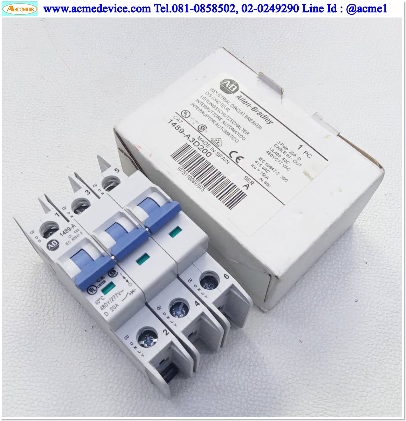 Breaker 3P Allen-Bradley รุ่น 1489-A3D200, 20A