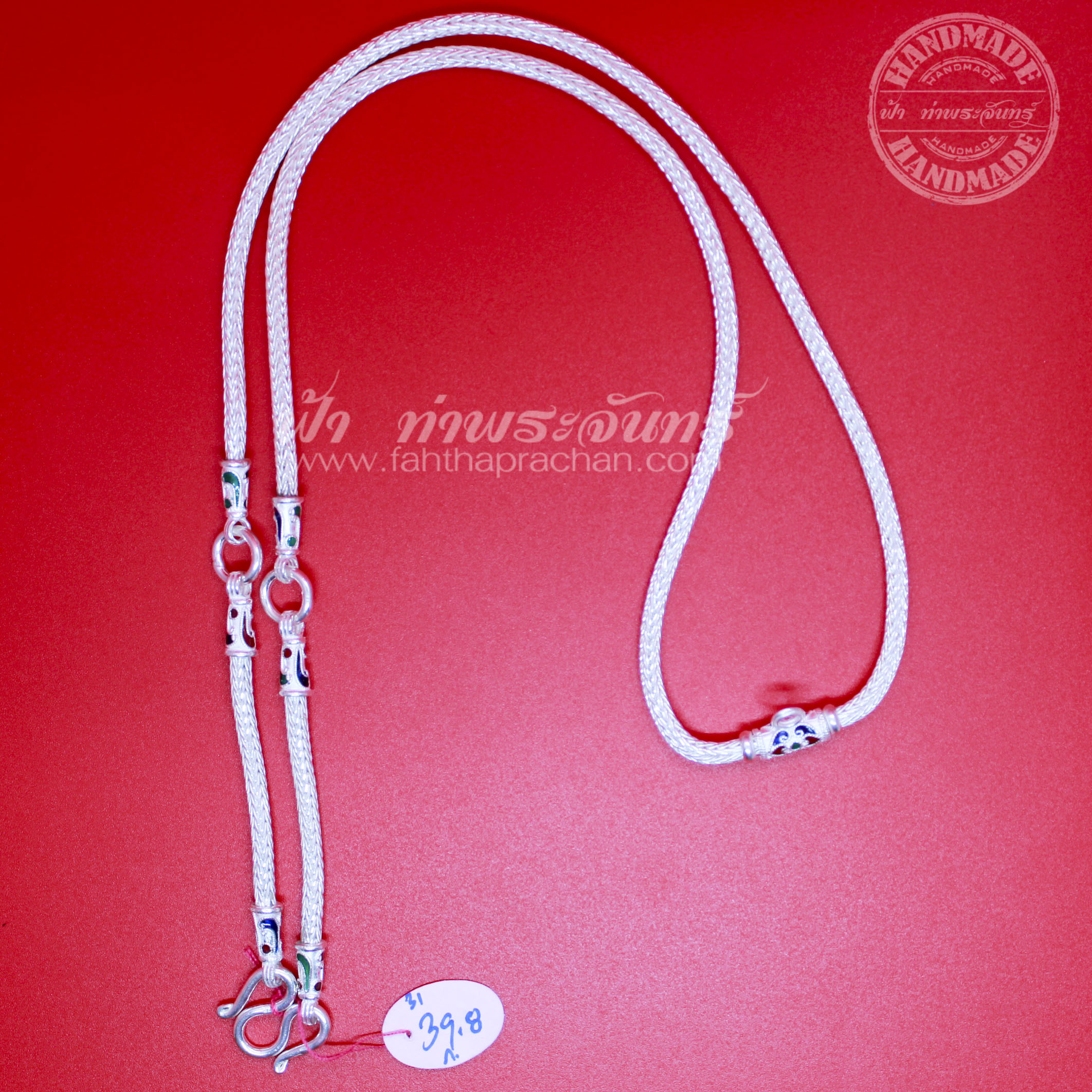 สร้อยคอเงินแท้ 92.5 ลายหัวจรวด ลงยา แบบ 3 ห่วง