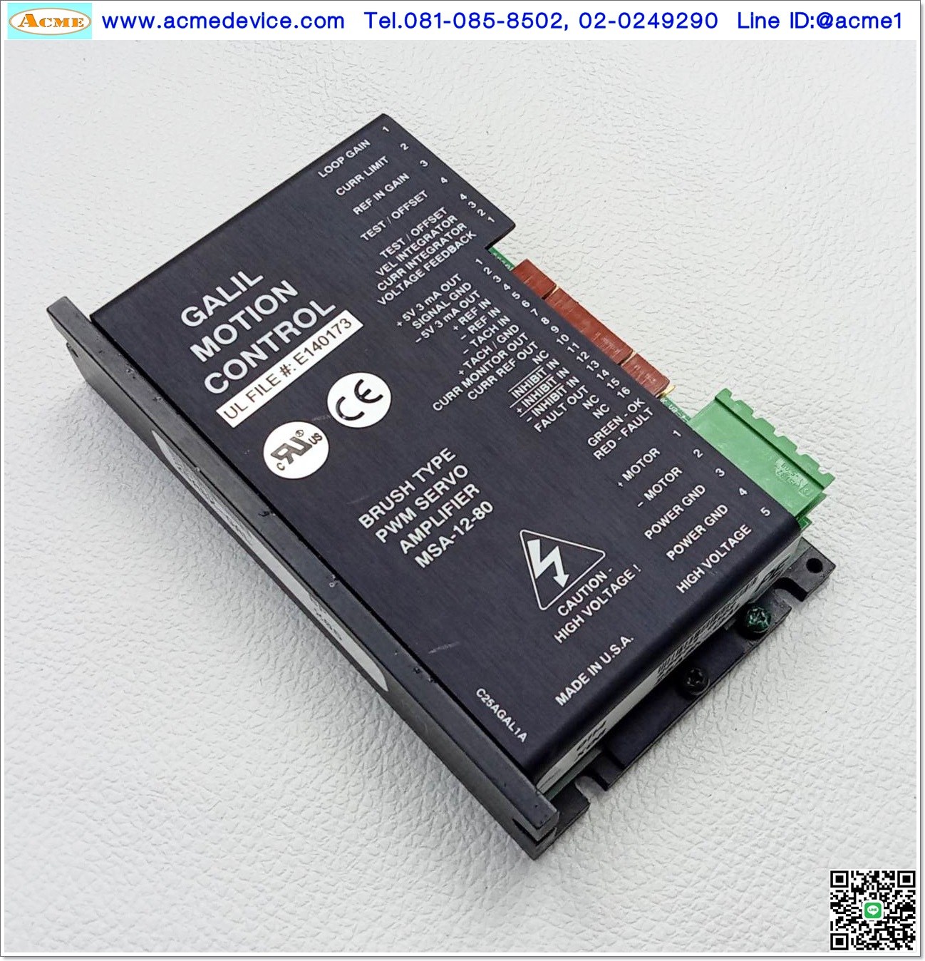 Servo Galil Motion รุ่น 25A8K-GAL, MSA-12-80, DC Servo, Voltage 20-80Vdc, Continuous 12.5 A, Peak 25 A