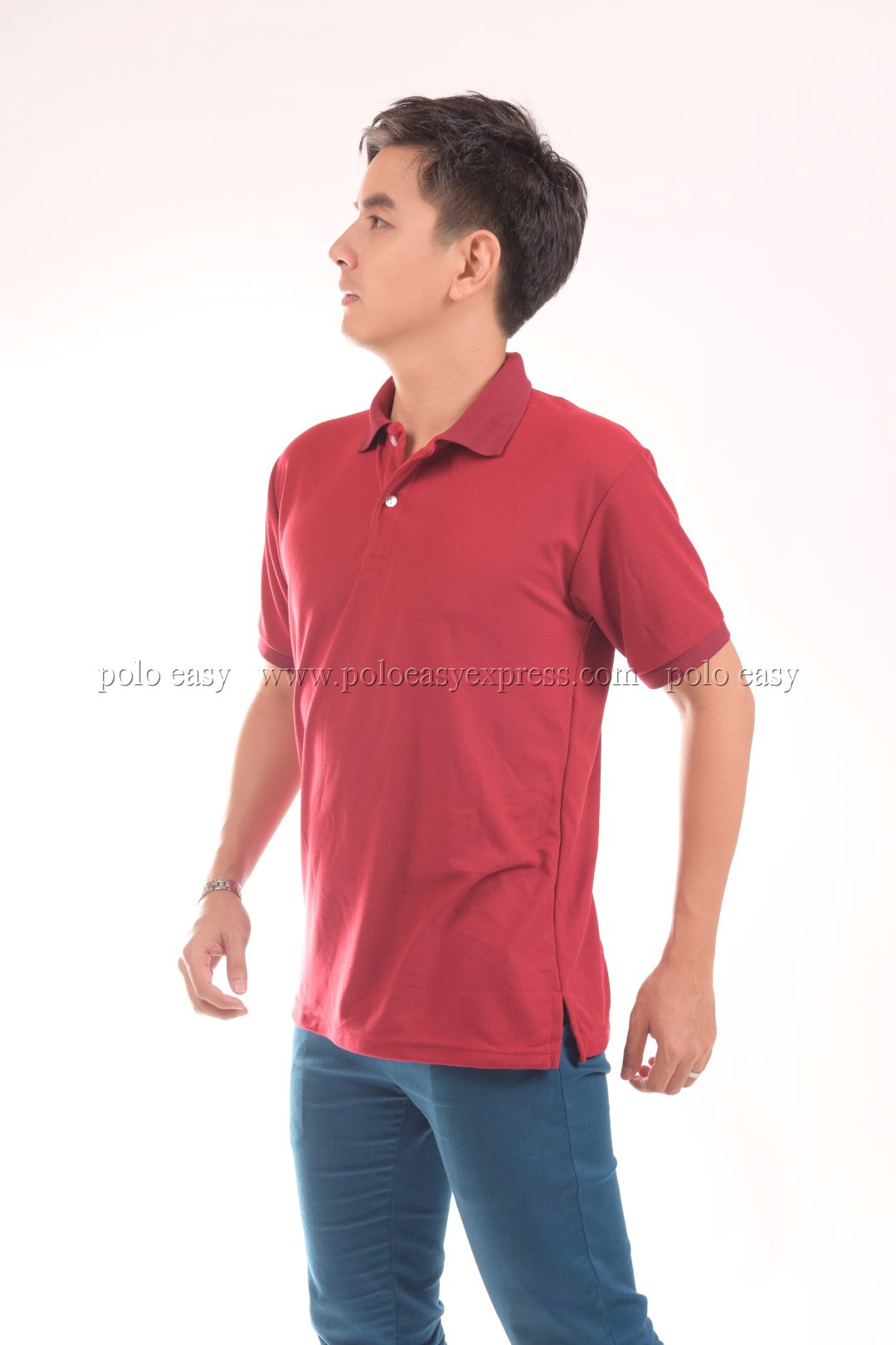เสื้อโปโล สีเลือดหมู TK Premium แขนสั้น ทรงตรง Size 2XL