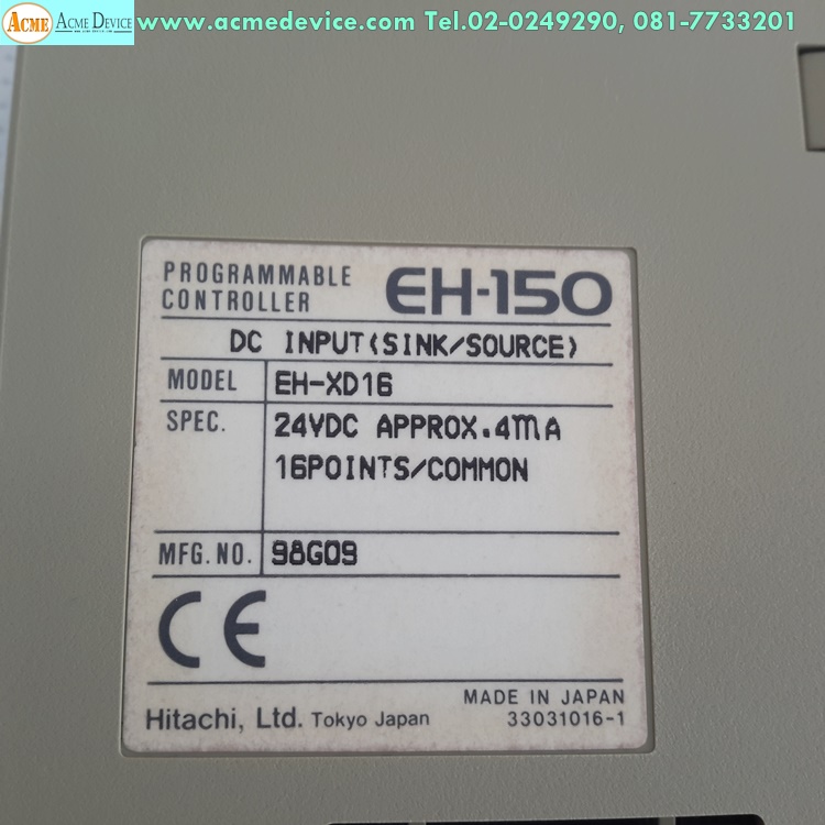 PLC Hitachi EH-150 รุ่น EH-XD16, DC Input