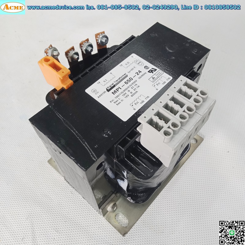 Transformer Signal Transformer รุ่น MPI-650-24, Pri. 100/115/200/215/230V, Sec. 12V, 650VA