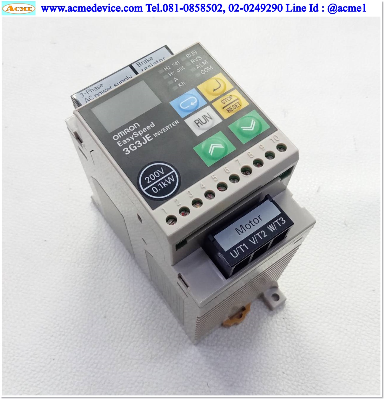 Inverter Omron รุ่น 3G3JE-A2001, 0.1kW, Input 3PH 220Vac, Output 3PH 0.6A, 100W