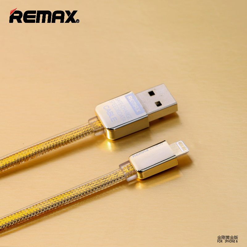 สายชาร์จ iPhone เคเบิลถักยาว100ซม. REMAX แท้ (สีทอง)