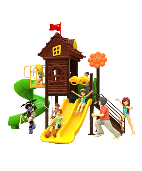 เครื่องเล่นสนาม ชุด Wood house slide เครื่องเล่นสนามมีประโยชน์
