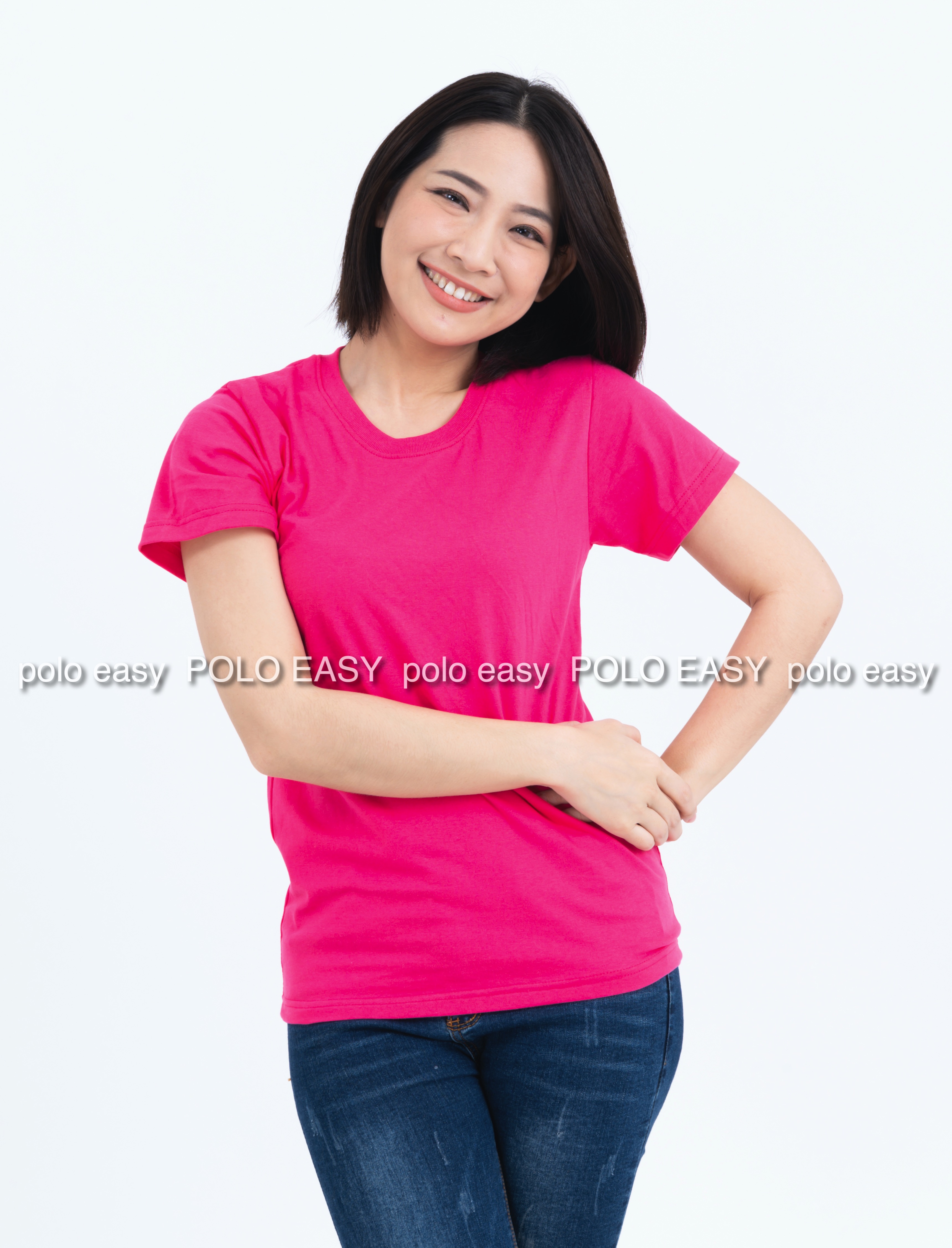 M เสื้อยืด สีชมพู Pinky คอกลม แขนสั้น Size M