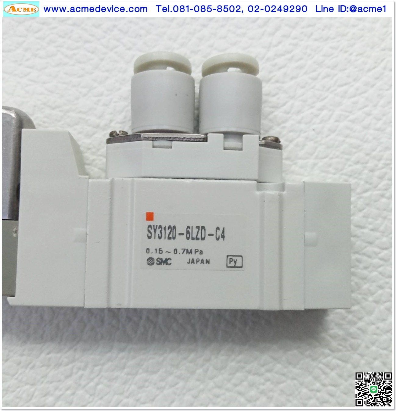 Solenoid Valve SMC รุ่น SY3120-6LZD-C4, 5/2, 2-position single, coil 12Vdc