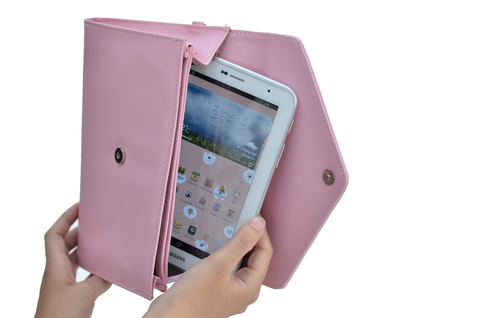 กระเป๋าใส่มือถือ iPad Tablet สีชมพูวินเทจ