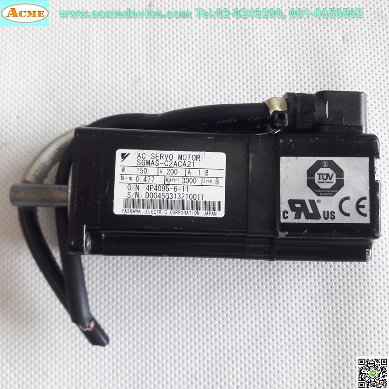 Servo Motor Yaskawa รุ่น SGMAS-C2ACA21, 200V, 150W
