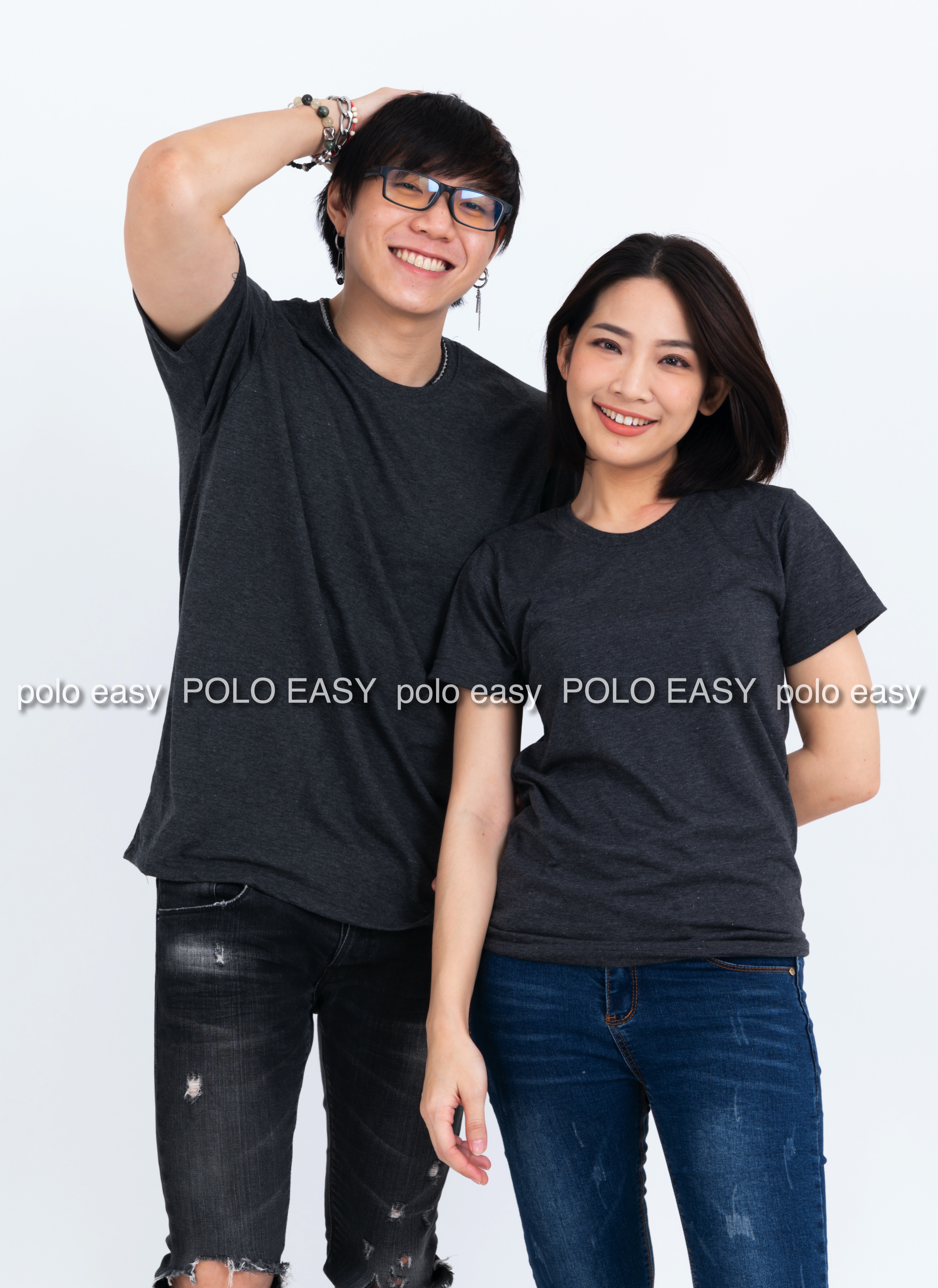 2XL เสื้อยืด สีดำท็อปดาย คอกลม แขนสั้น Size 2XL