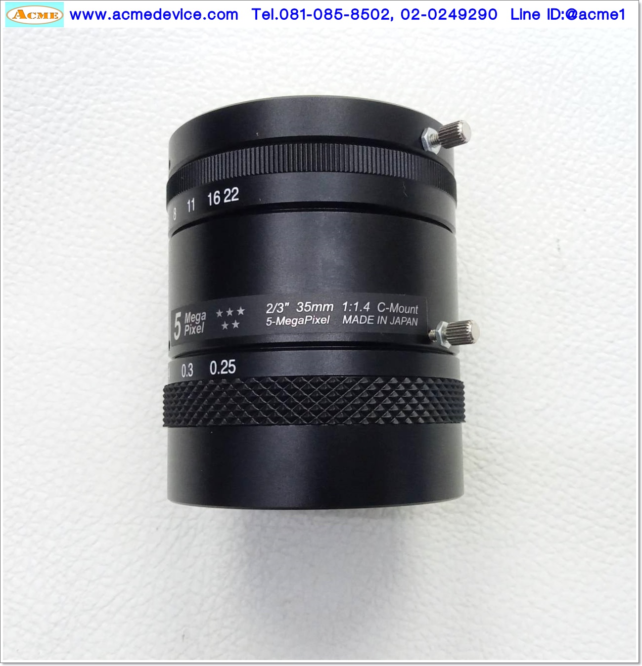 Lens ViewZ รุ่น VZ-C35M-5MP, 35mm, F1.4-22, 2/3", 5 Megapixel, C Mount