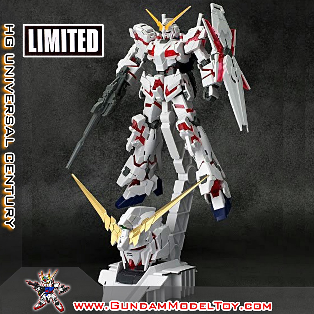 BANDAI HG 1/144 LIMITED UNICORN GUNDAM DESTROY MODE + HEAD DISPLAY BASE ลิมิตเตด ยูนิคอร์น กันดั้ม + เฮด ดิสเพลย์ เบส โมเดล กันดั้ม กันพลา PS TOYLAND HGUC