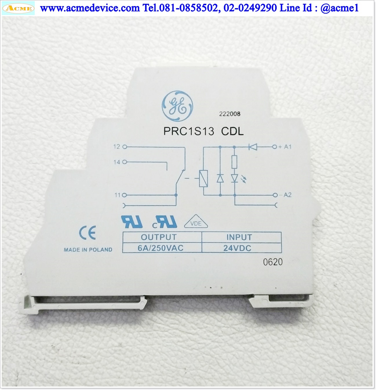 Relay GE รุ่น PRC1S13 CDL, Coil 24Vdc, 6A