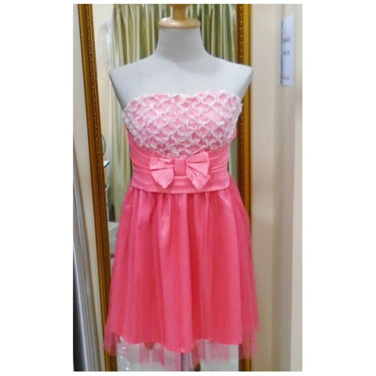 ราตรีสั้นสีส้ม สม๊อคหลัง(ฟรีไซส์)