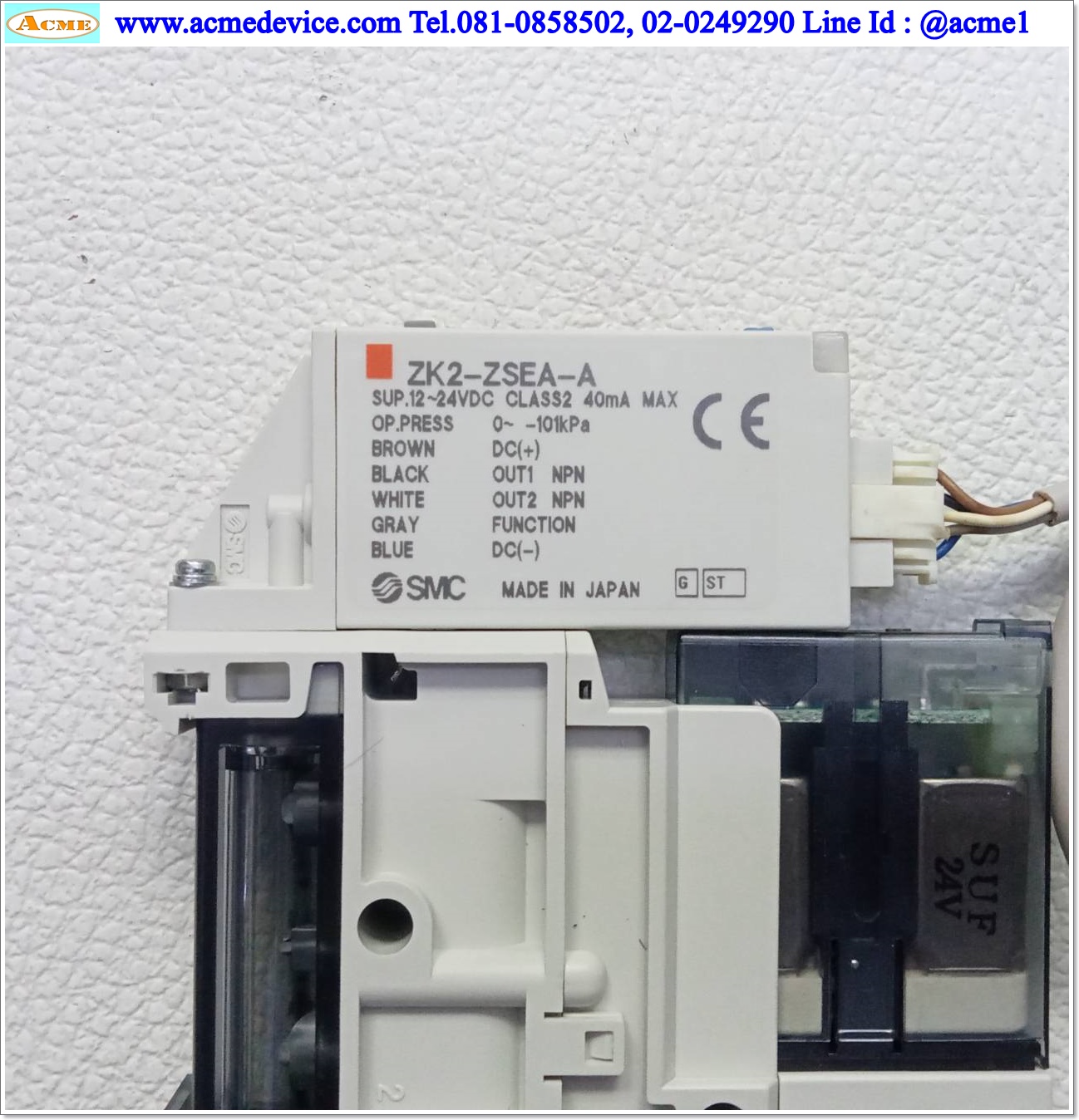 Vacuum Ejector SMC รุ่น ZK2B10K5AL-06 + ZK2-ZSEA-A, 12-24V, Output NPN