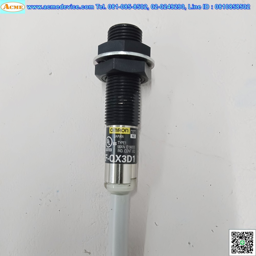 Proximity Omron รุ่น E2EF-QX3D1, M12, ระยะ 3mm, 2wire, NO, Shielded, Inductive