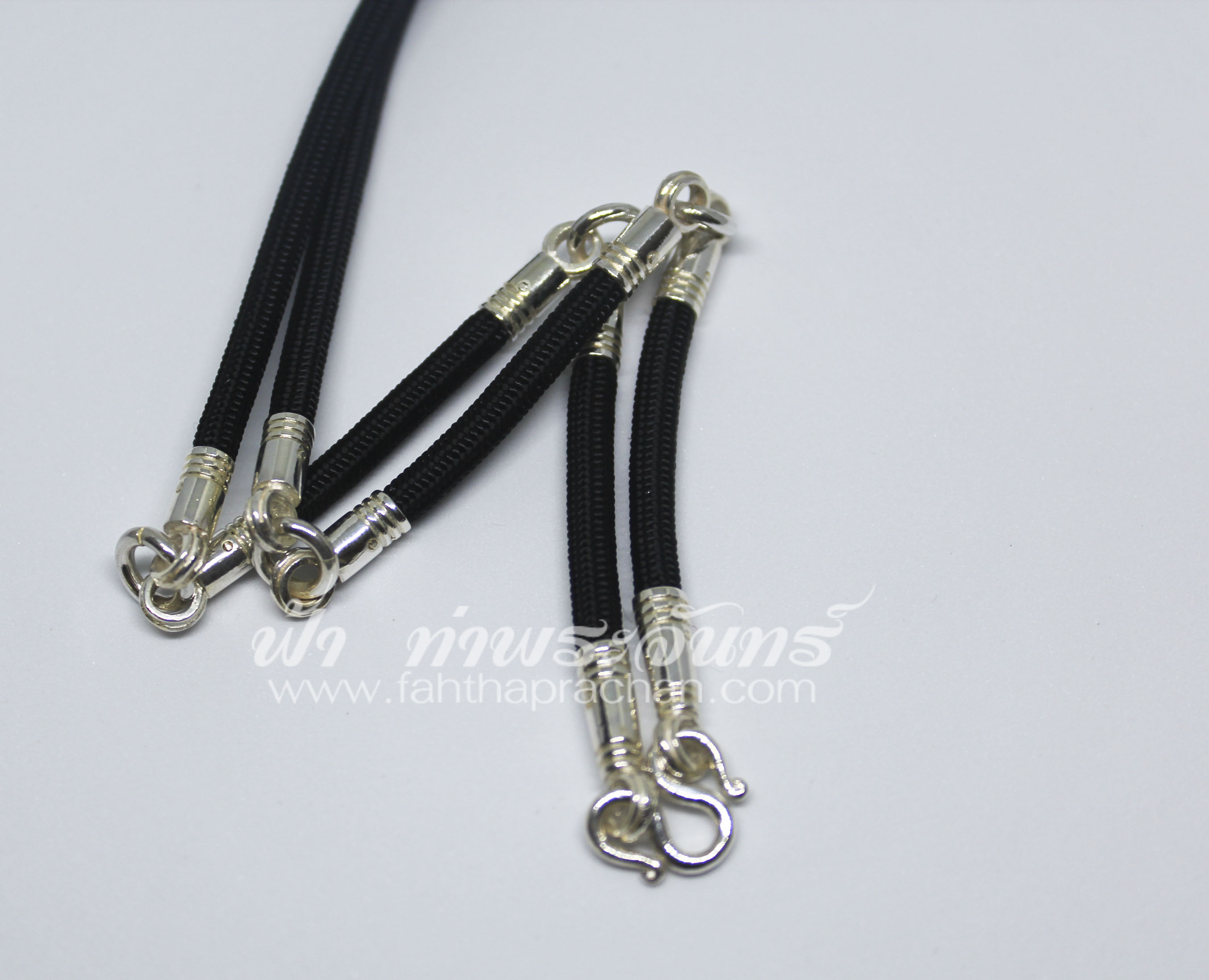 สร้อยคอเชือกร่ม แบบห้าห่วง เงินแท้