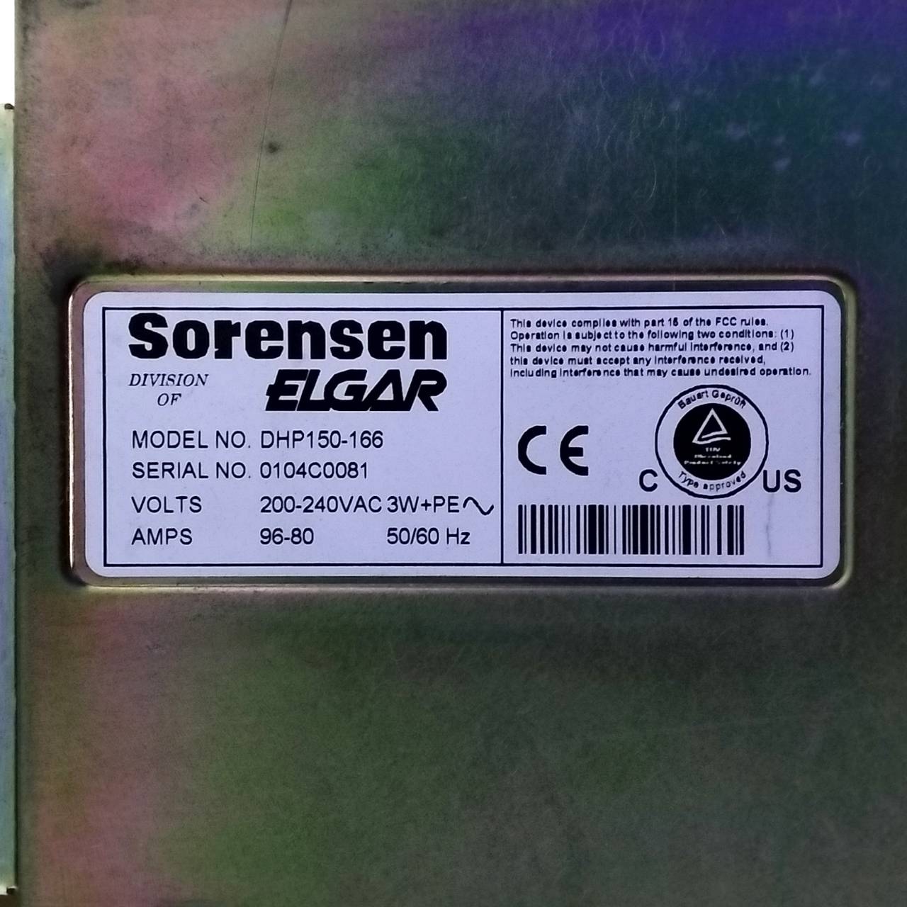 DC Power Supply Sorensen รุ่น DHP150-166, Output 150V, 166A, 24900W