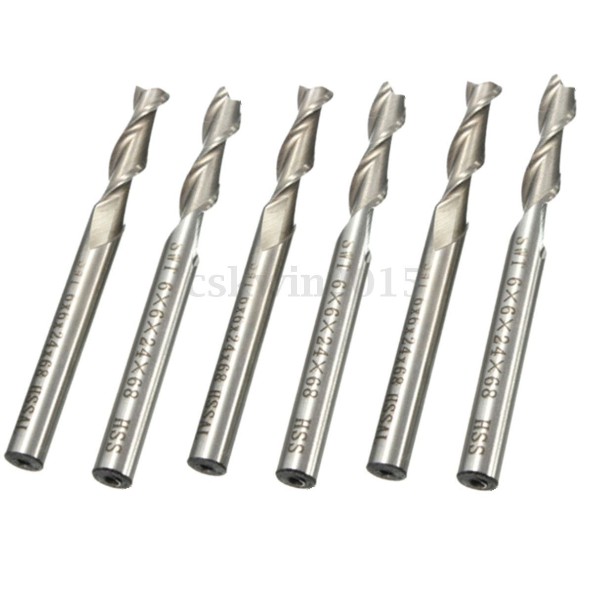 5Pcs Extra Long 6mm 2 Flute HSS & Aluminium End Mill Cutter CNC Bit Extended