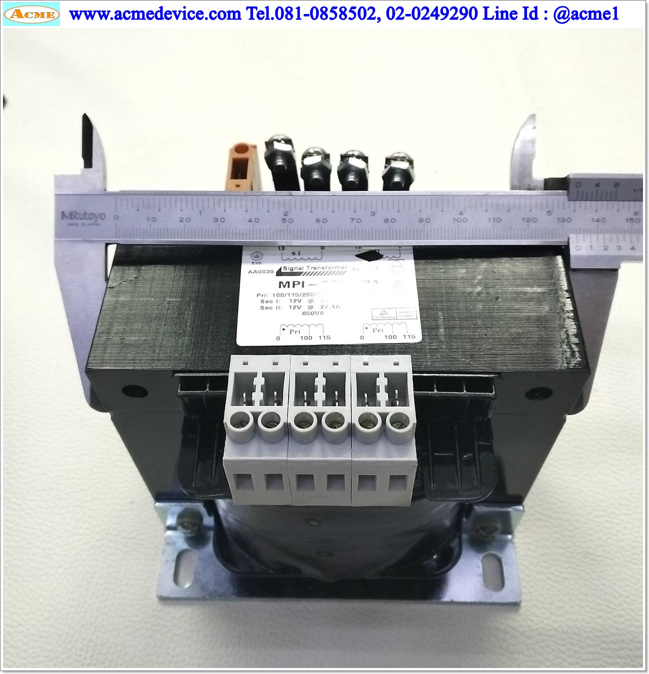 Transformer Signal Transformer รุ่น MPI-650-24, Pri. 100/115/200/215/230V, Sec. 12V, (12V*2=24V), 650VA