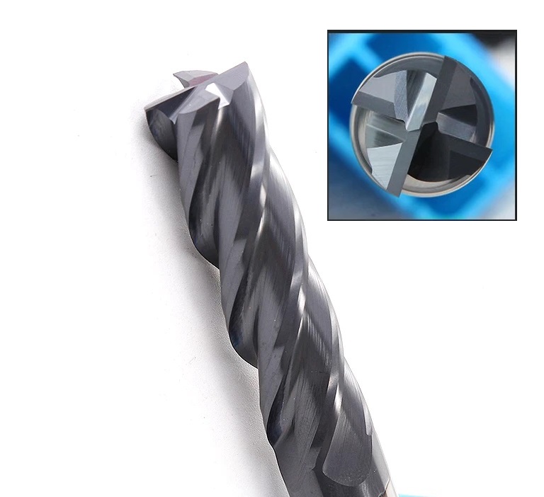 Endmills โลหะผสมคาร์ไบด์ทังสเตนเหล็กเครื่องตัดมิลลิ่ง HRC50 4 ฟัน 4 มม.6 มม.8 มม.10 มม.12 มม.