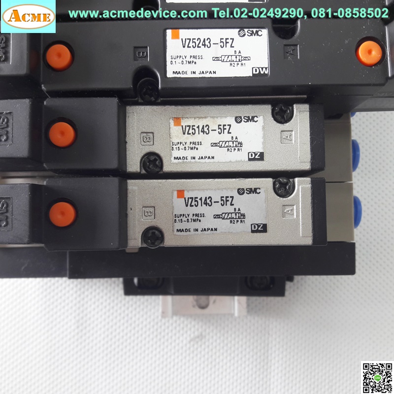 Solenoid Valve SMC รุ่น VZ5243-5FZ, 2 คอยส์ + VZ5243-5FZ 1 คอยส์, 5/2
