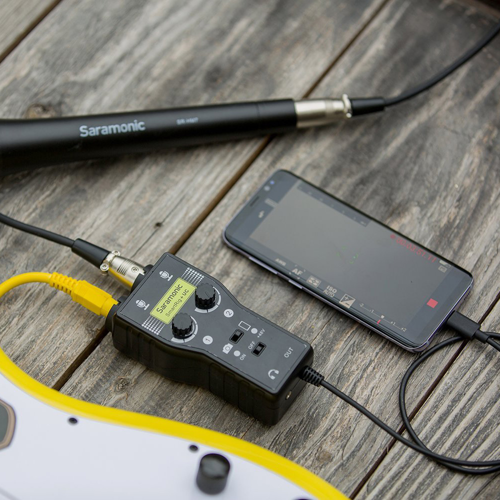 Saramonic SmartRig+ UC 2-Track XLR & 3.5mm Microphone Mixer + Guitar Audio Interface for USB Type-C Devices Including Samsung Galaxy, LG, HTC Google Pixel, Google Nexus, & Other USB C Type Smartphones รับประกันศูนย์ไทย 1 ปี