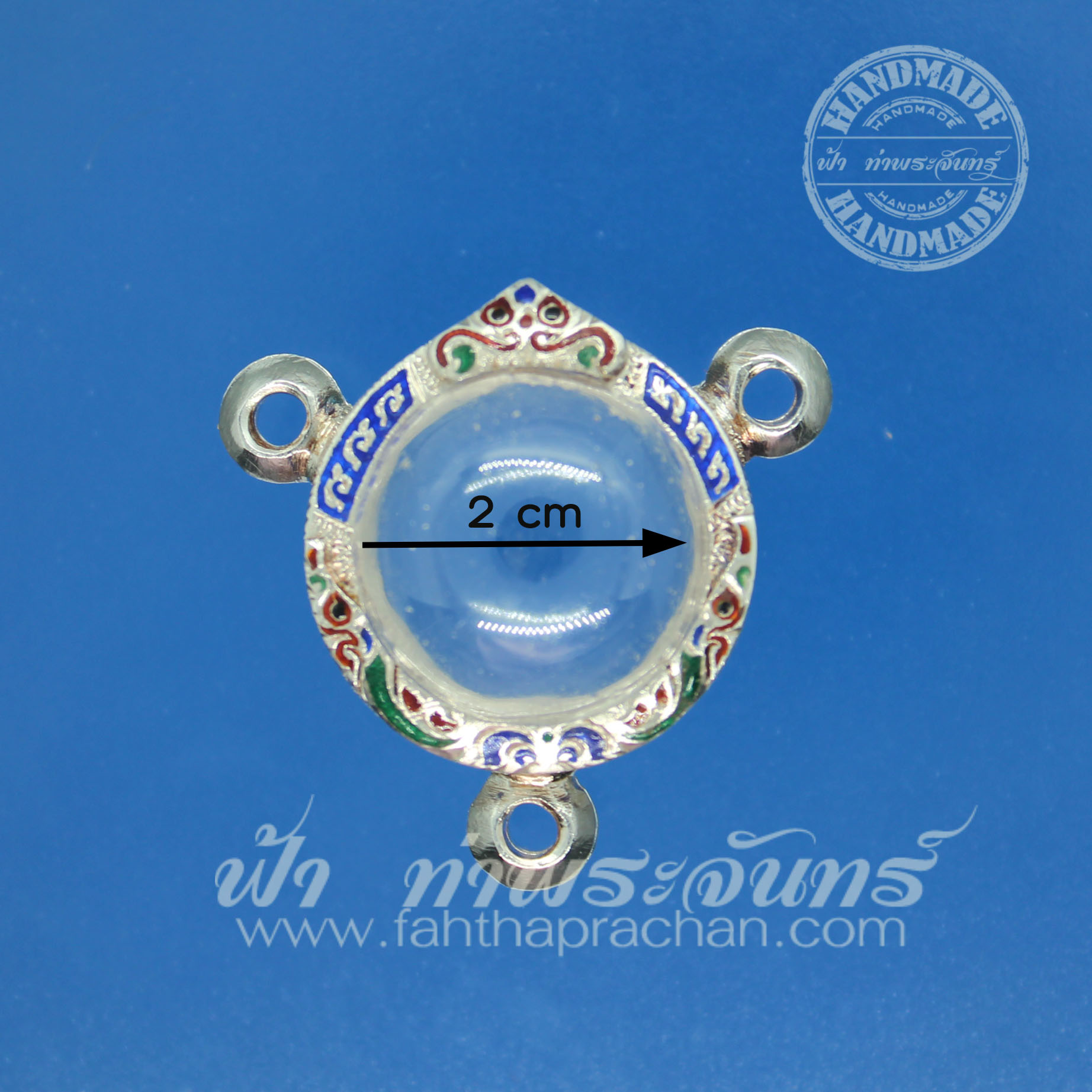 ตลับลูกอม สามห่วง เงินแกะลาย ลงยา 92.5%