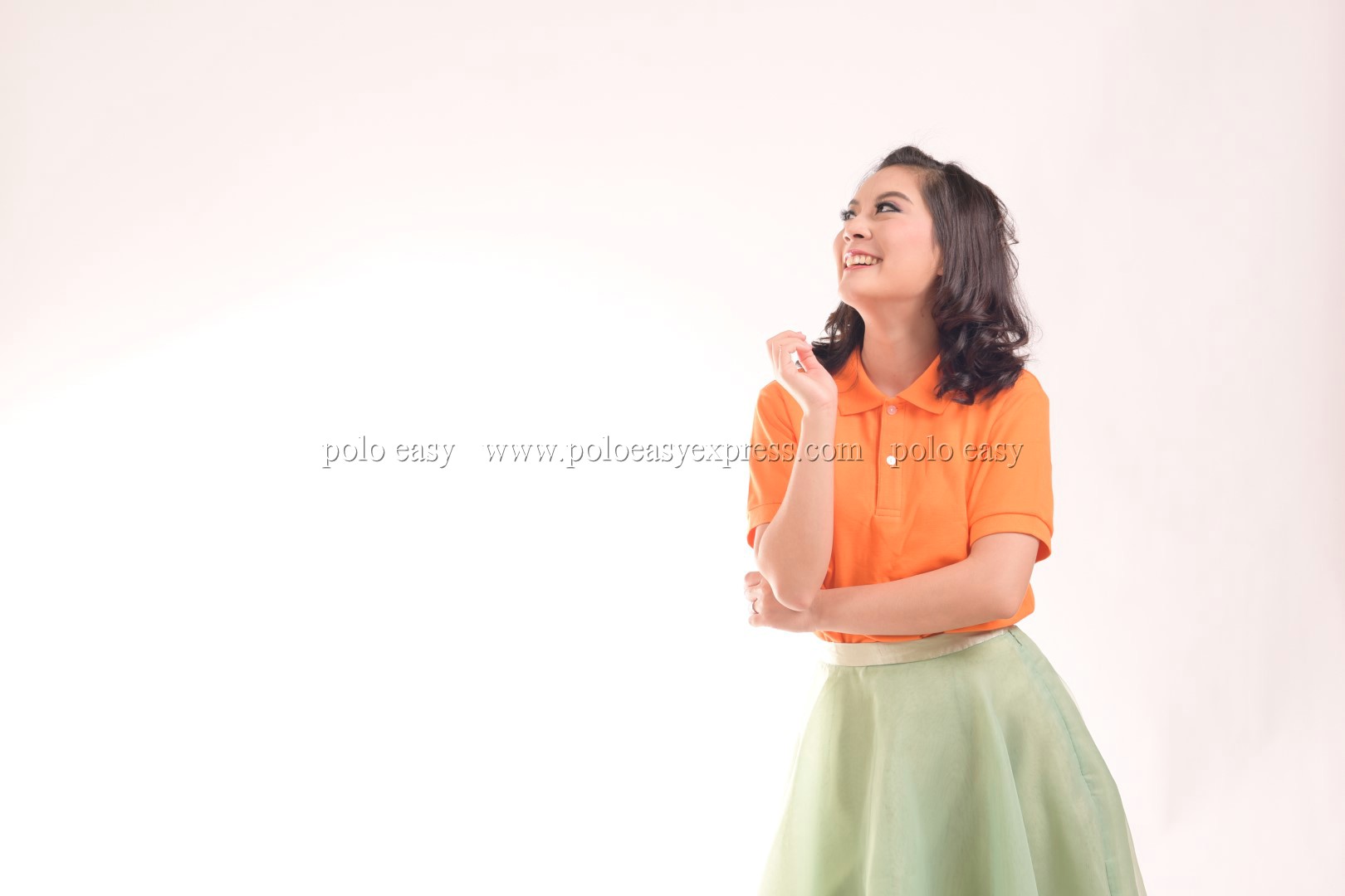 เสื้อโปโล สีส้ม TK Premium แขนสั้น ทรงเว้า (หญิง) Size S