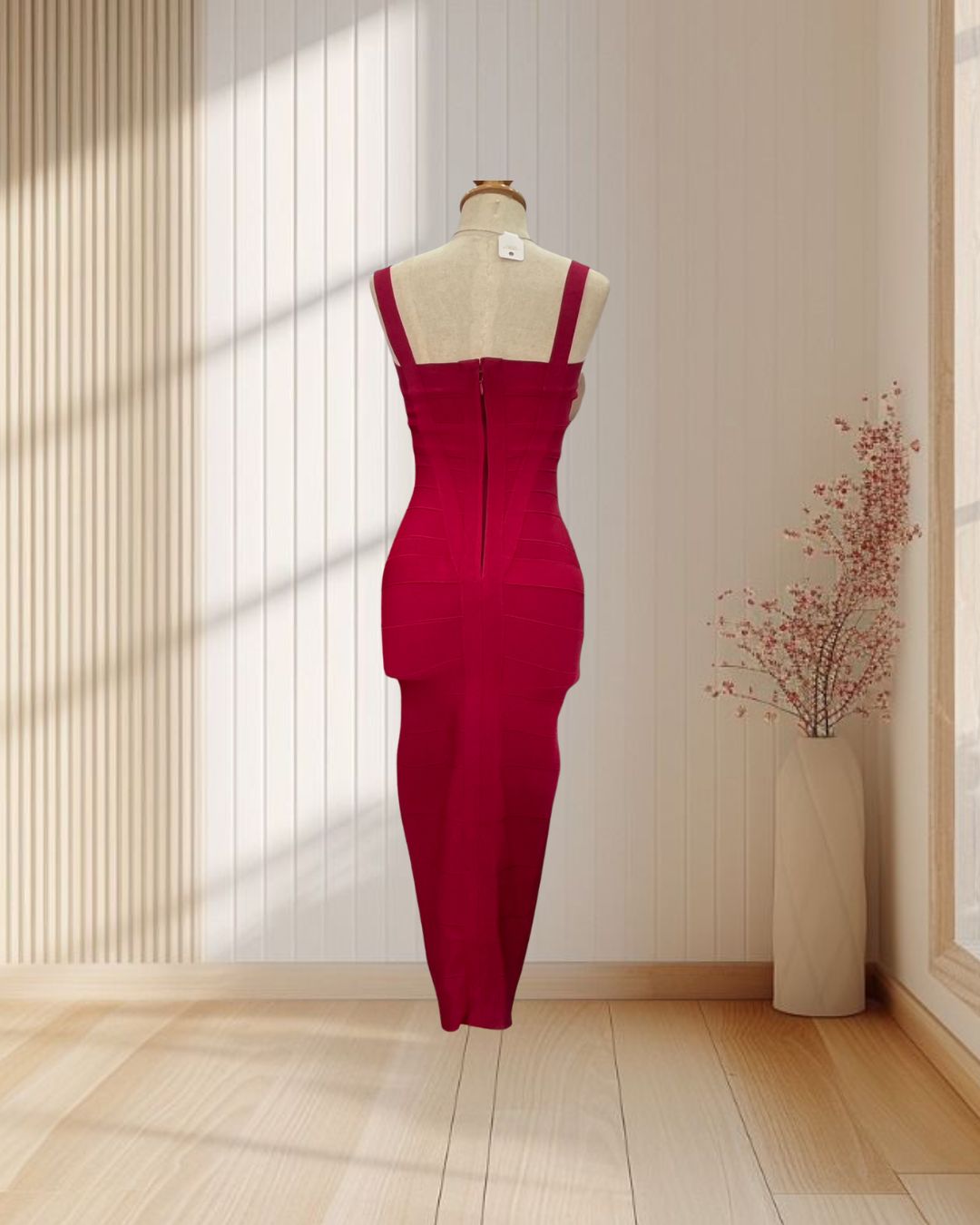 (PRE-LOVED) ราตรียาวสีแดง สายเดี่ยวรัดรูป ฟีลสายลับสาวนาตาชา โรมานอฟ ไซส์ XS