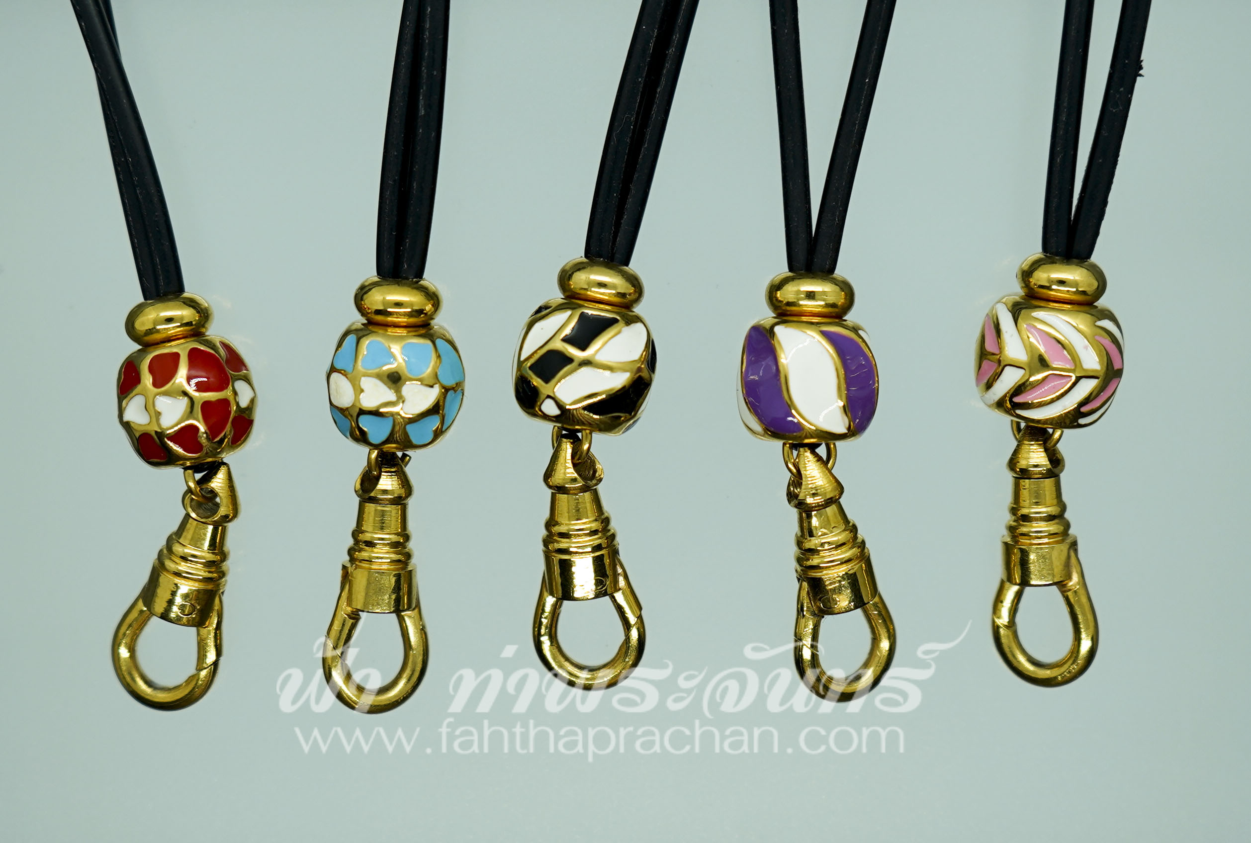 สร้อยคอโอริง ร้อยลูกปัดสแตนเลส ยิงเลเซอร์สีทอง ลงยาเคลือบสี สำเนา