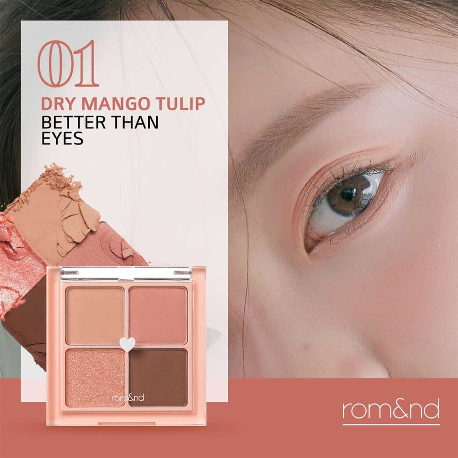 พาเลทอายแชโดว์โรแมนด์ Romand Better Than Eyes Palette #01 Dry Mango Tulip