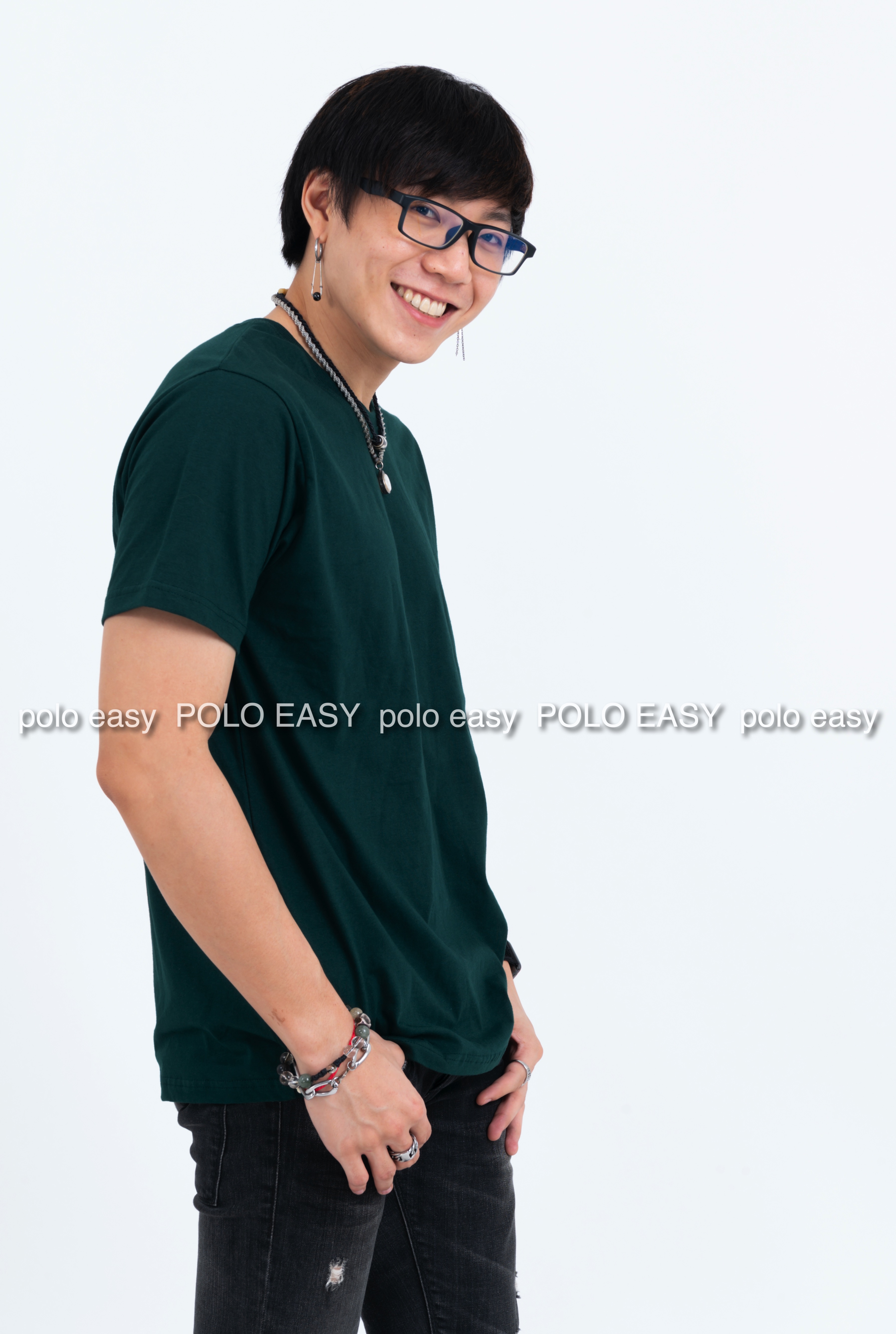 4XL เสื้อยืด สีเขียวหัวเป็ด คอกลม แขนสั้น Size 4XL