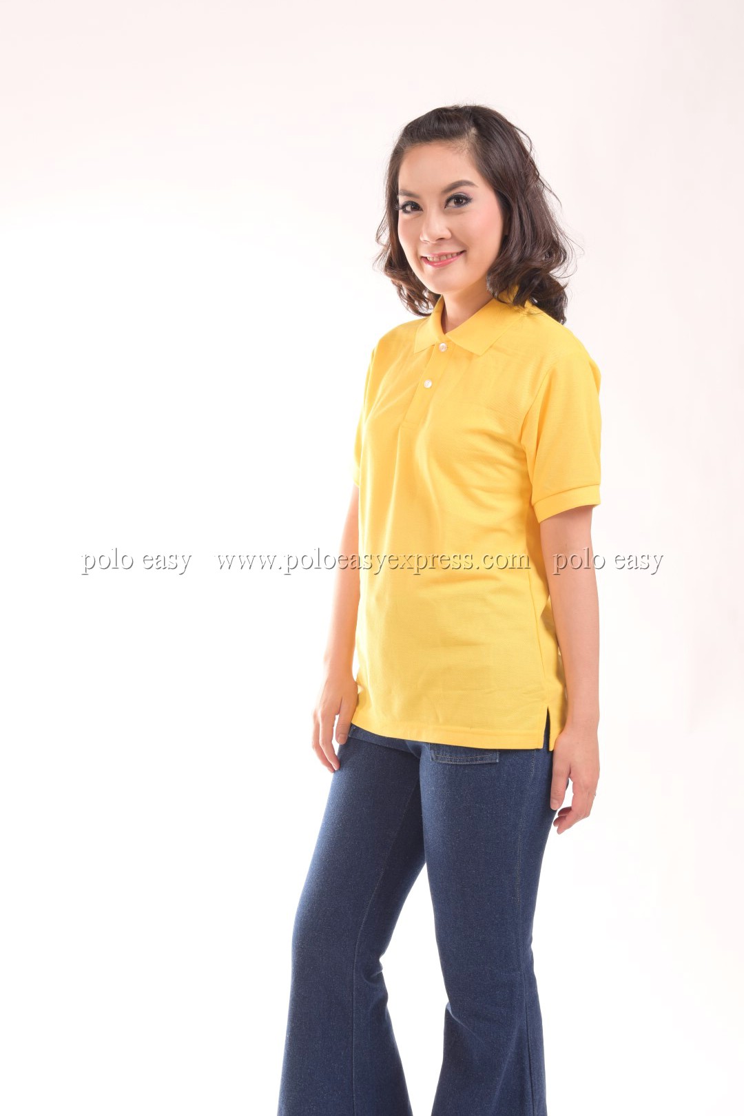 เสื้อโปโล สีเหลือง TK Premium แขนสั้น ทรงเว้า (หญิง) Size XL