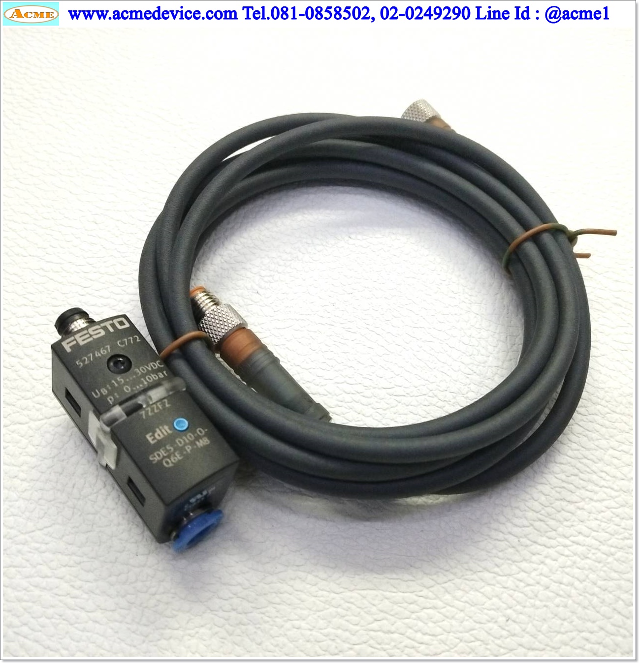 Pressure Festo รุ่น SDE5-D10-O-Q6E-P-M8, 0 - 10 bar, PNP