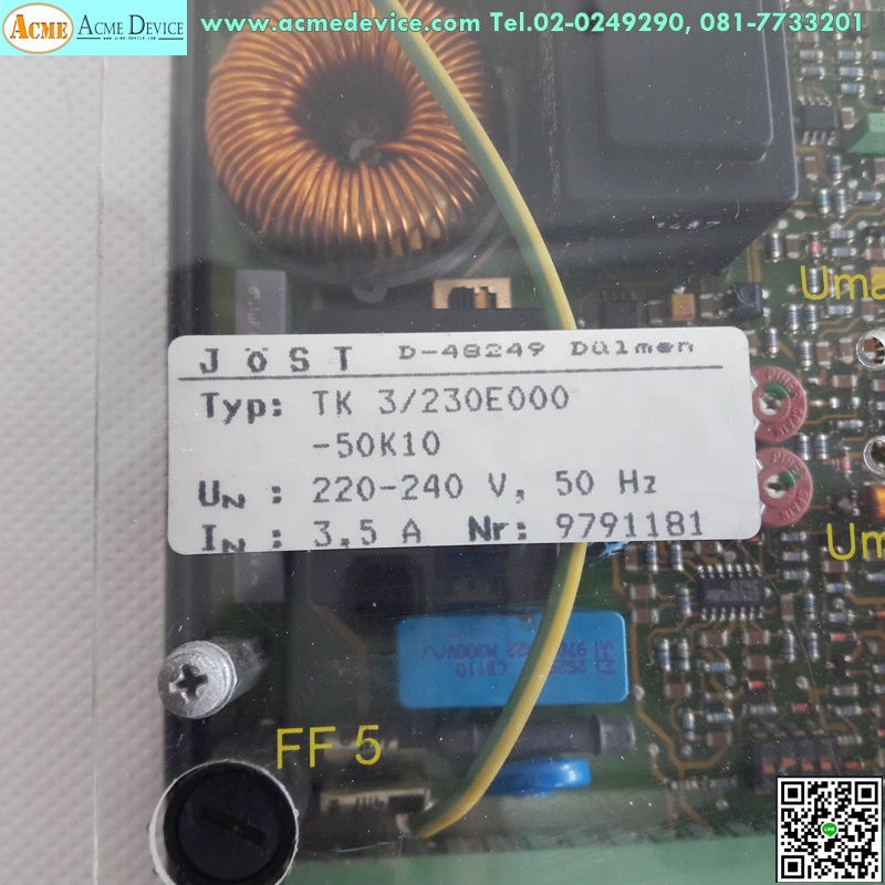 Power Supply JOST รุ่น TK3/230E000-50K10, Max output current 5A, Target value input 0/4-20mA, 0-10V