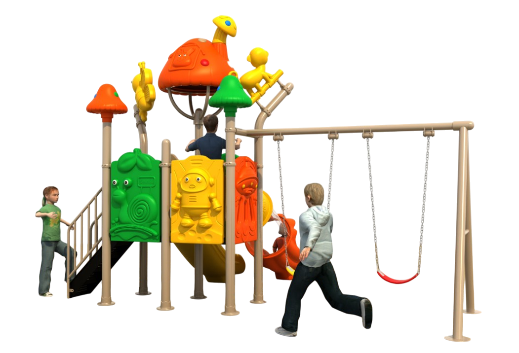เครื่องเล่นสนามสไลเดอร์ชิงช้า เครื่องเล่นชุด Funny Mushroom & Swing