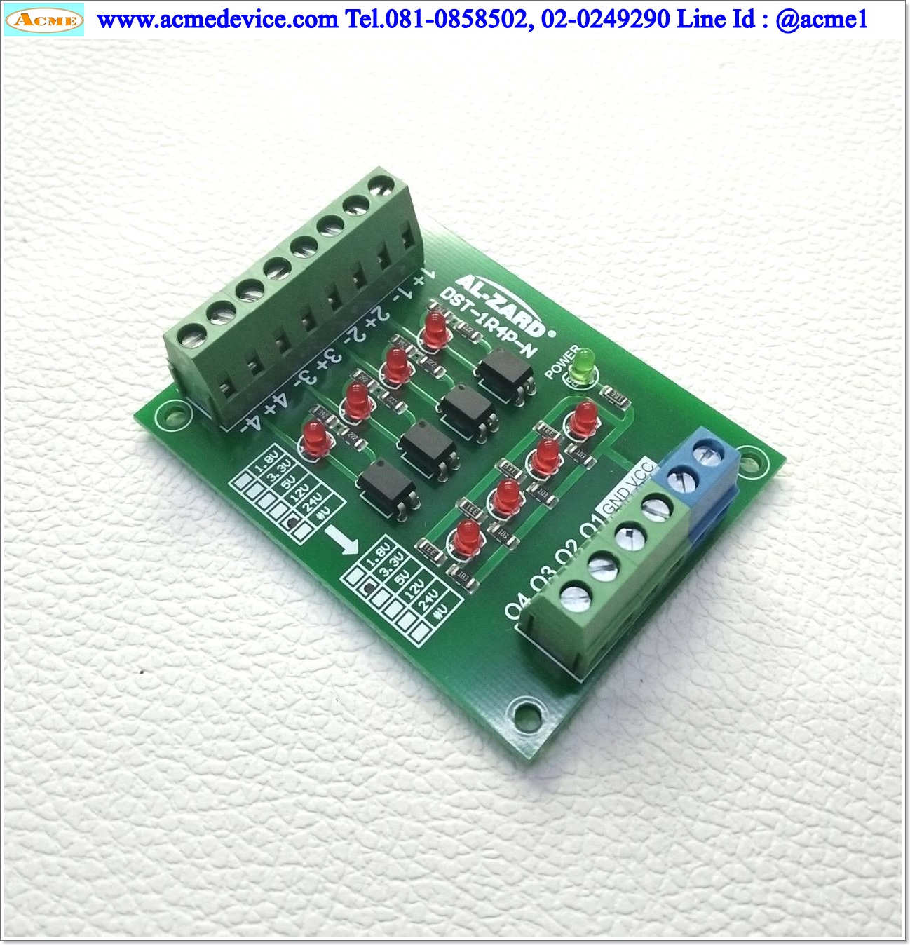 Isolation Voltage Conversion Board Al-zard รุ่น DST-1R4P-N, 24V to 3.3V, NPN Output