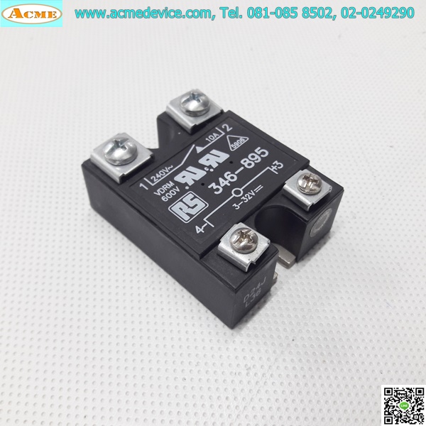 Solid State Relay RS รุ่น 346-895, Input 3 to 32 Vdc, Output 240Vac 10A