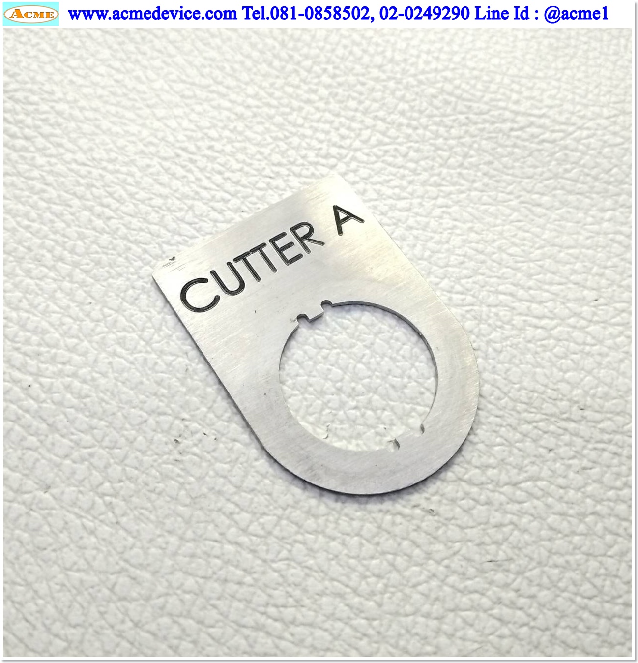 Name plate ตู้คอนโทรล CUTTER A, Dai 22 mm. ขนาด 34 x 47 x 1.0 mm