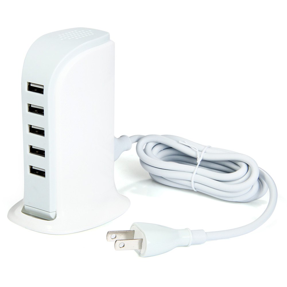 แท่นหัวจ่าย USB จำนวน 5 ช่อง Adaper สีขาว 30W