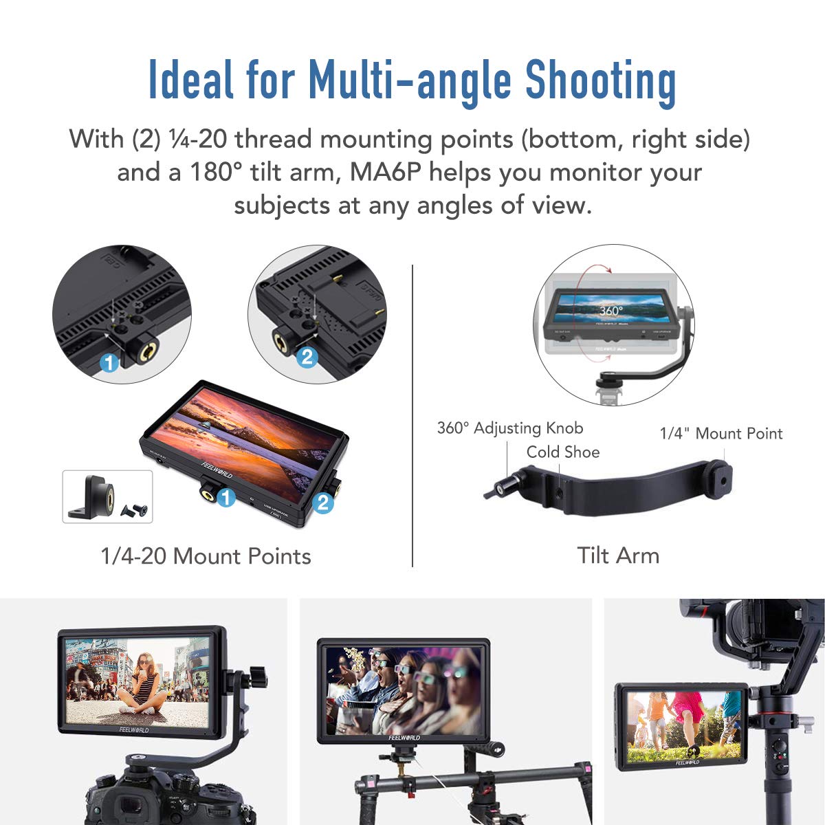 Feelworld Master MA6P DSLR Monitor with 4K HDMI 8.4V DC in/Out, 5.5 Inch Camera Field Monitor Full HD รับประกันศูนย์ไทย 1 ปี