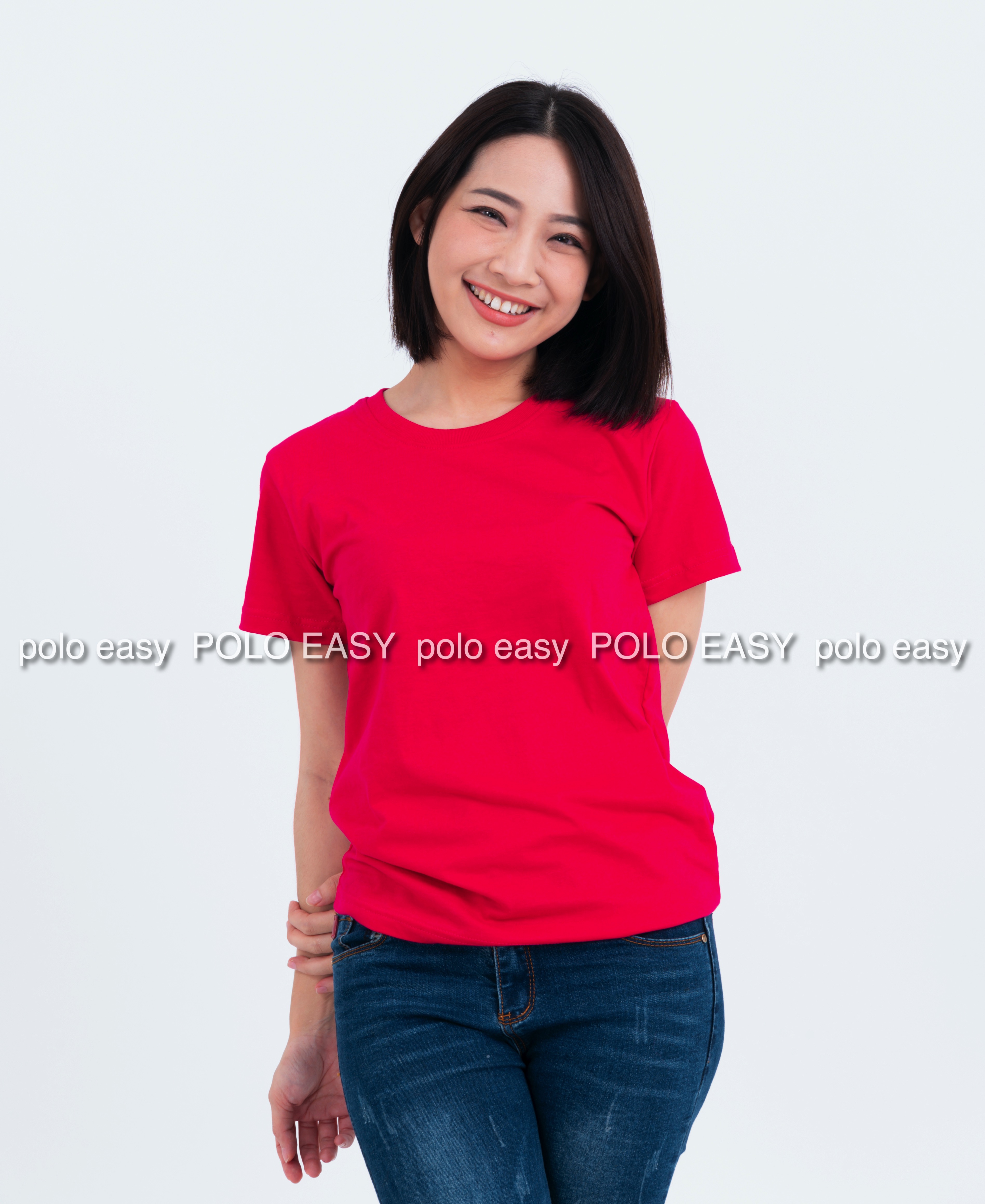 4XL เสื้อยืด สีชมพูบานเย็น คอกลม แขนสั้น Size 4XL