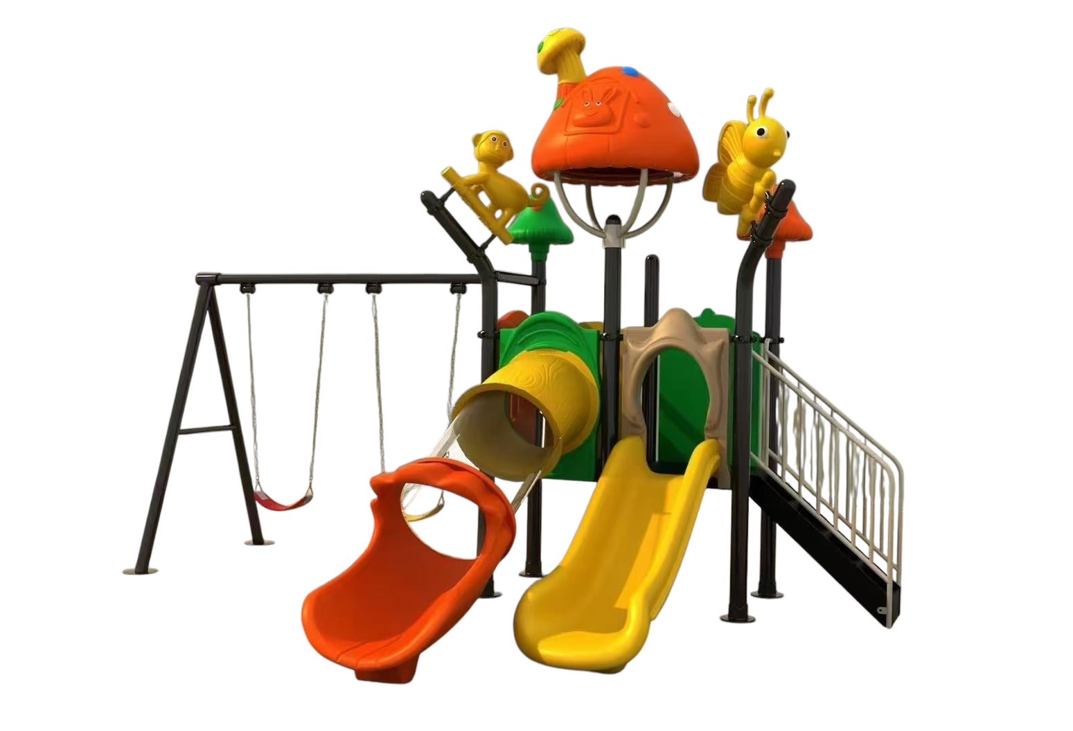 เครื่องเล่นสนามสไลเดอร์ชิงช้า เครื่องเล่นชุด Funny Mushroom & Swing