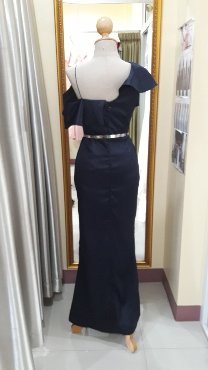 (PRE-LOVED) ราตรียาวสีกรมอกระบาย(S)