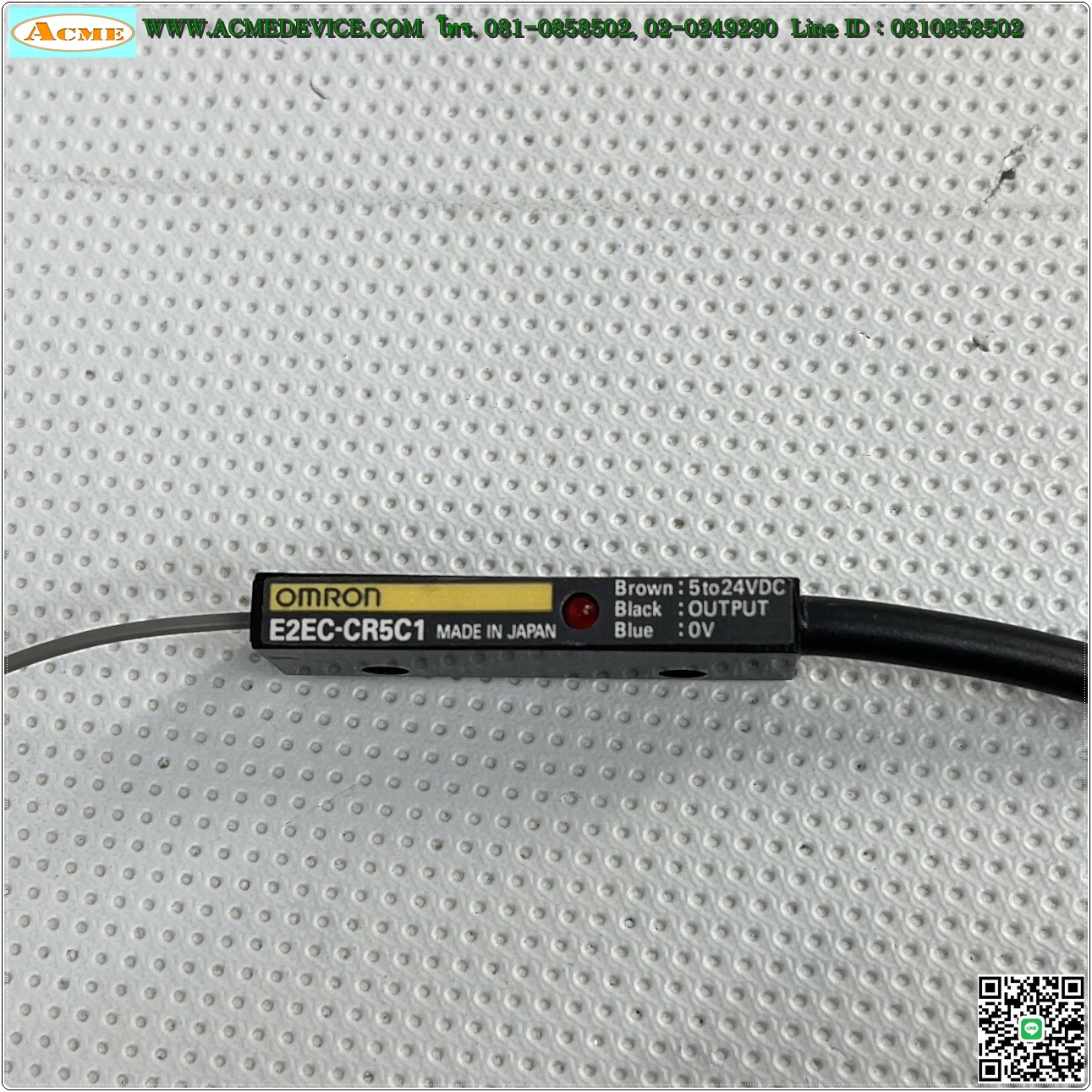 Proximity Omron รุ่น E2EC-CR5C1, M3, ระยะ 0.5mm, 3wire, NPN, NO, Shielded, Inductive