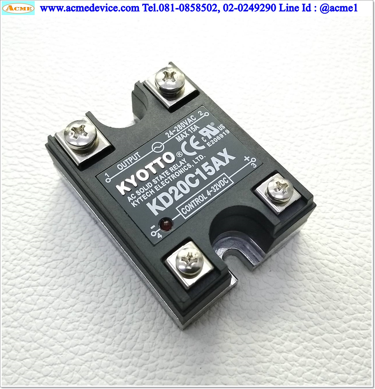Solid State Kyotto รุ่น KD20C15AX, Input 4 to 32 Vdc, Output 24 to 280 Vac, 15A
