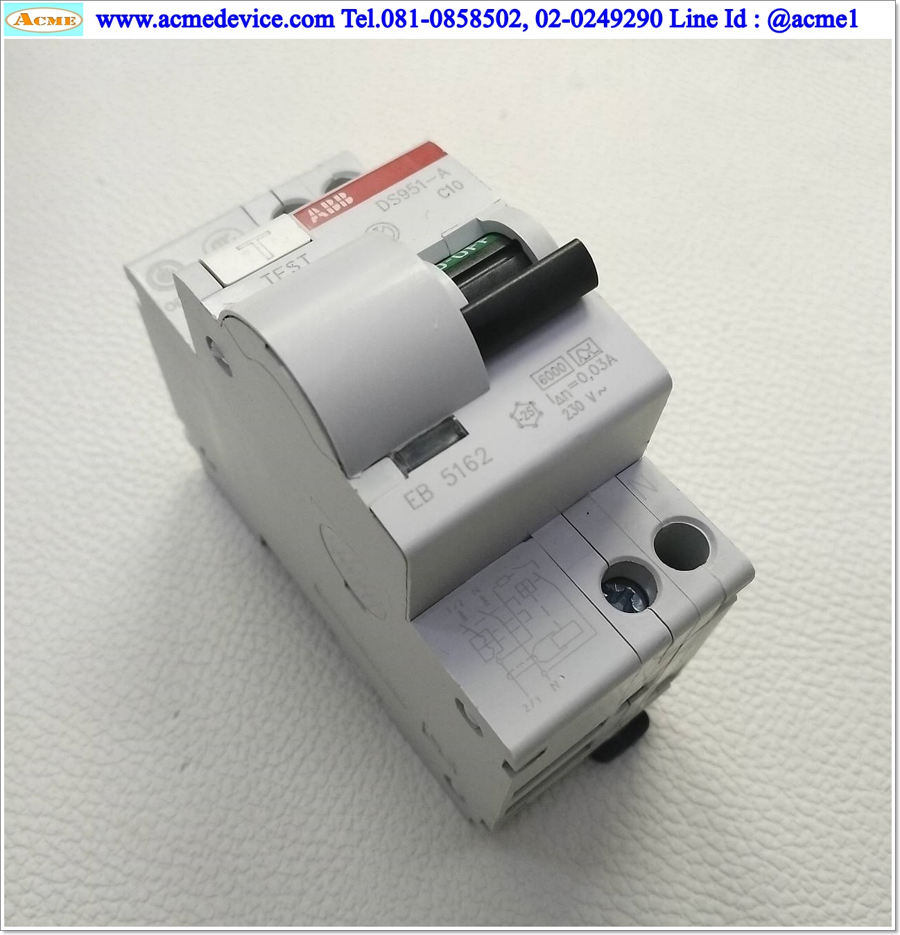 Circuit Breaker ABB รุ่น DS951-A C10, 10A, 1P, 230Vac