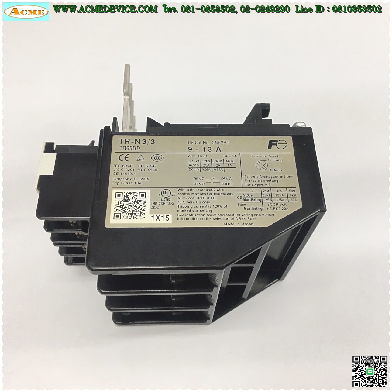 Overload Relay Fuji รุ่น TR-N3/3, Current Rating 9-13A